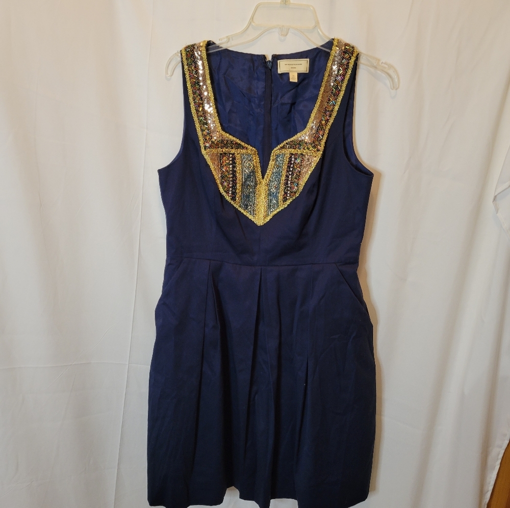 Moulinette Soeurs( Anthropologie) Navy fit and flare dress. Sz 10